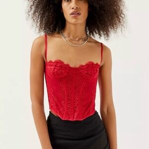 Red Urban Outfitters Corset - Out From Under Sexy Stylish Lace Going Out Top